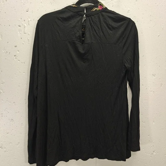 cupio Womens Medium Top Floral Embroidered Long Sleeve Blouse Mock Neck - Picture 6 of 7